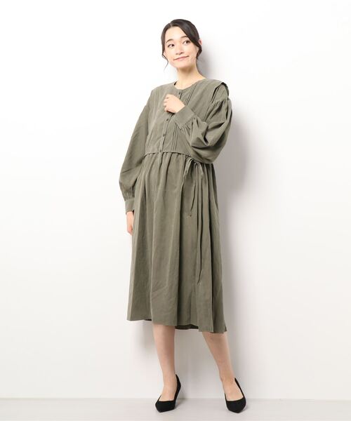 nemne store（ネンネストア）の「朝食を食べるフラップ付きレイヤード風ワンピース（ワンピース・レディース・ブラウン/グリーン/グレー系その他・フリー）」の8枚目の写真