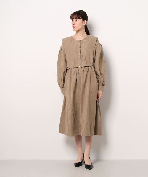 nemne store（ネンネストア）の「朝食を食べるフラップ付きレイヤード風ワンピース（ワンピース・レディース・ブラウン/グリーン/グレー系その他・フリー）」の6枚目の写真