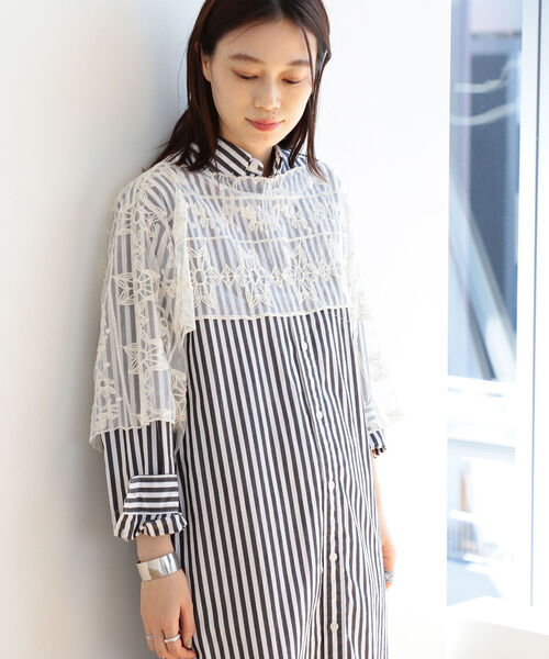 BEAMS BOY(ビームスボーイ)の「BEAMS BOY / 2WAY レース アームカバー(付け襟・レディース・ブラック/オフホワイト・ONE SIZE)」の10枚目の写真