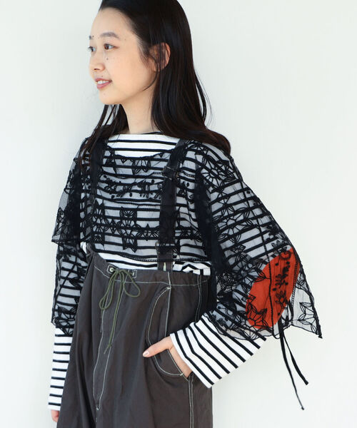 BEAMS BOY(ビームスボーイ)の「BEAMS BOY / 2WAY レース アームカバー(付け襟・レディース・ブラック/オフホワイト・ONE SIZE)」の15枚目の写真