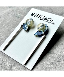 【Willija】金属アレルギー対応《月葉》紫陽花の月モチーフピアス(MA)