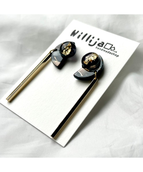 tone(トーン)の「【Willija】金属アレルギー対応《月葉》紫陽花の月モチーフピアス(MA)(ピアス(両耳用)・レディース・シルバー系その他/ゴールド系その他/グリーン系その他/ブラック・FREE)」の12枚目の写真
