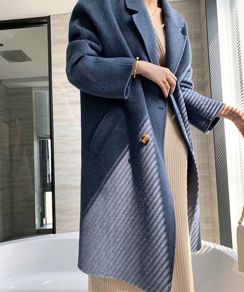 LOPASS（ロパス）の「Vネックニットワンピース（ワンピース・レディース・ブラック/ベージュ/パープル/グリーン・MEDIUM）」の8枚目の写真