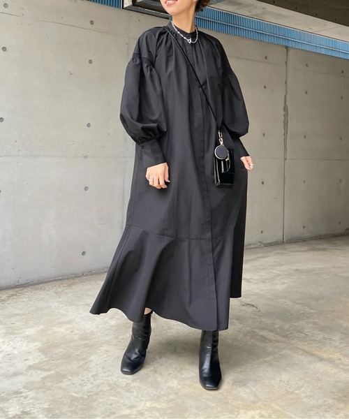 DouDou（ドゥドゥ）の「イレギュラー切替ワンピース（ワンピース・レディース・オフホワイト/ブラック/ブルー・FREE）」の6枚目の写真