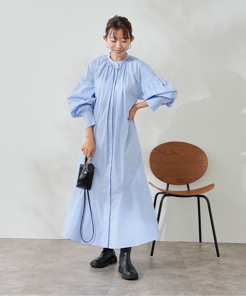 DouDou（ドゥドゥ）の「イレギュラー切替ワンピース（ワンピース・レディース・オフホワイト/ブラック/ブルー・FREE）」の4枚目の写真