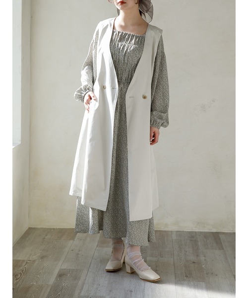 SLURR（スラ―）の「花柄シャーリングワンピース（ワンピース・レディース・ブラック/オフホワイト/イエロー・FREE）」の12枚目の写真