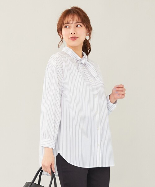ANY SIS(エニィスィス)の「【2WAY】ボウタイボリュームスリーブ ブラウス(シャツ/ブラウス・レディース・スカイブルー系1/ホワイト系1・2)」の1枚目の写真