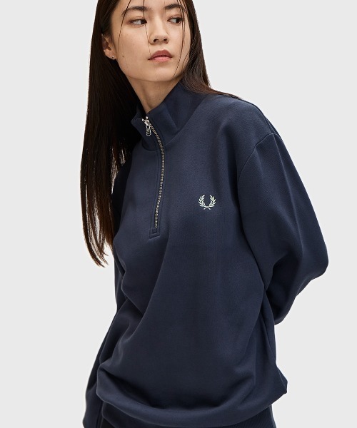Half Zip Sweatshirt/フレッドペリーハーフジップ スウェット フレッドペリー スウェット FRED PERRY Half Zip Sweatshirt ハーフジップ スウェットシャツ メンズ トレーナー ジャージ  ジャケット 長袖 裏パイル 春 秋 冬 ブラック ネイビー エクリュ M L M35742025AW-MENクーポン対象外 | j-pia