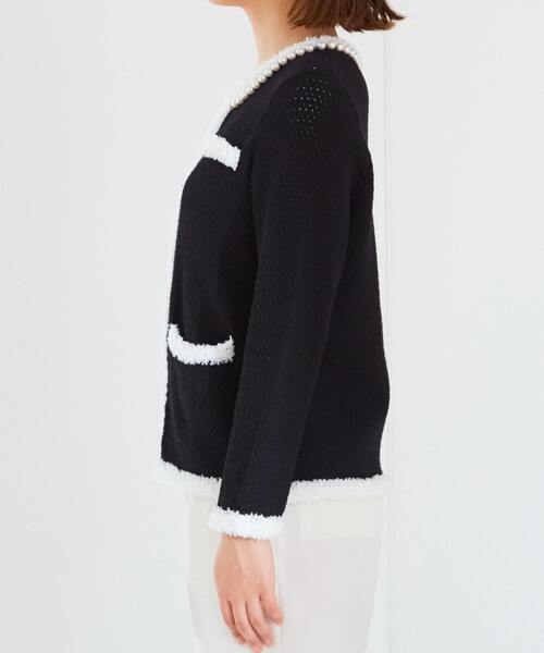 Tiara（ティアラ）の「パールニットジャケット（カーディガン/ボレロ・レディース・アイボリー/ブラック・FREE）」の5枚目の写真