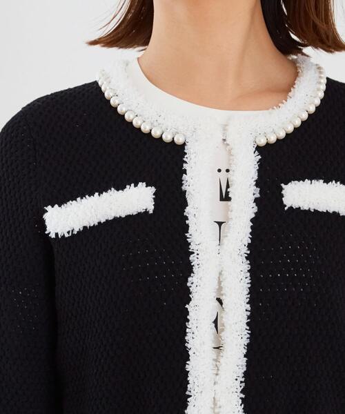 Tiara（ティアラ）の「パールニットジャケット（カーディガン/ボレロ・レディース・アイボリー/ブラック・FREE）」の7枚目の写真