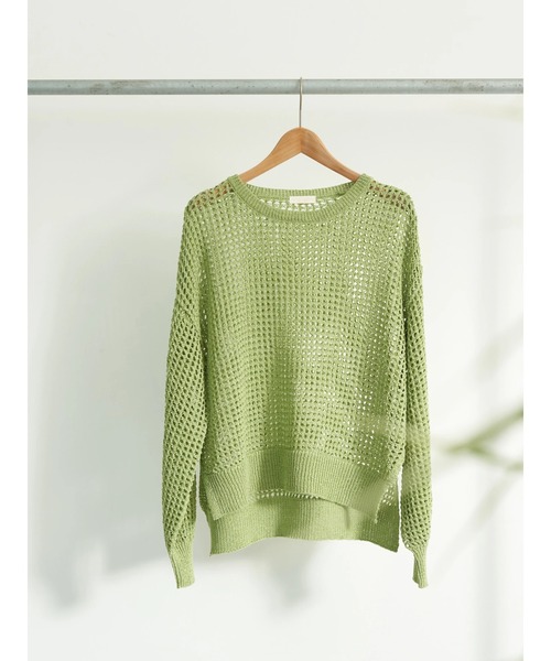 earth music&ecology（アースミュージックアンドエコロジー）の「リサイクルポリエステルブレンドメッシュニット（ニット/セーター・レディース・ライム/アイボリー/モカ・FREE）」の17枚目の写真