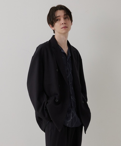 JUNRED（ジュンレッド）の「ドレープテクスチャールーズダブルジャケット（テーラードジャケット・メンズ・ライトグレー/ブラック/ブルー系その他4・S/M/L）」の2枚目の写真