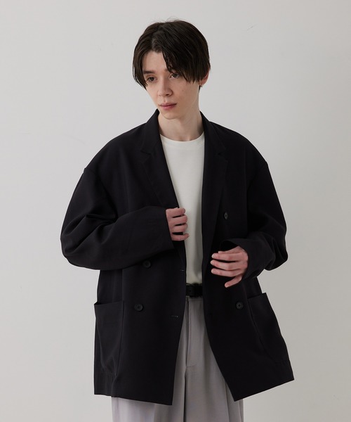 JUNRED（ジュンレッド）の「ドレープテクスチャールーズダブルジャケット（テーラードジャケット・メンズ・ライトグレー/ブラック/ブルー系その他4・S/M/L）」の6枚目の写真