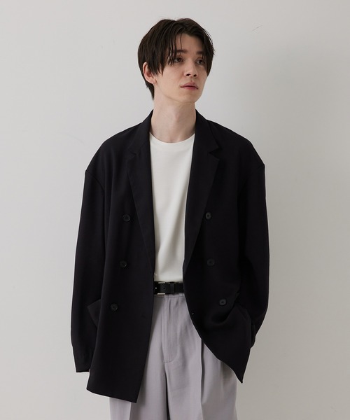 JUNRED（ジュンレッド）の「ドレープテクスチャールーズダブルジャケット（テーラードジャケット・メンズ・ライトグレー/ブラック/ブルー系その他4・S/M/L）」の7枚目の写真