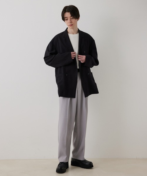 JUNRED（ジュンレッド）の「ドレープテクスチャールーズダブルジャケット（テーラードジャケット・メンズ・ライトグレー/ブラック/ブルー系その他4・S/M/L）」の14枚目の写真