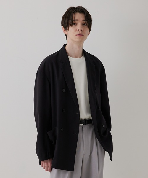 JUNRED（ジュンレッド）の「ドレープテクスチャールーズダブルジャケット（テーラードジャケット・メンズ・ライトグレー/ブラック/ブルー系その他4・S/M/L）」の4枚目の写真