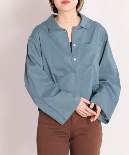 cepo（セポ）の「バックタックショートシャツ（シャツ/ブラウス・レディース・ベージュ/オレンジ/ブルー/グリーン・M）」の8枚目の写真