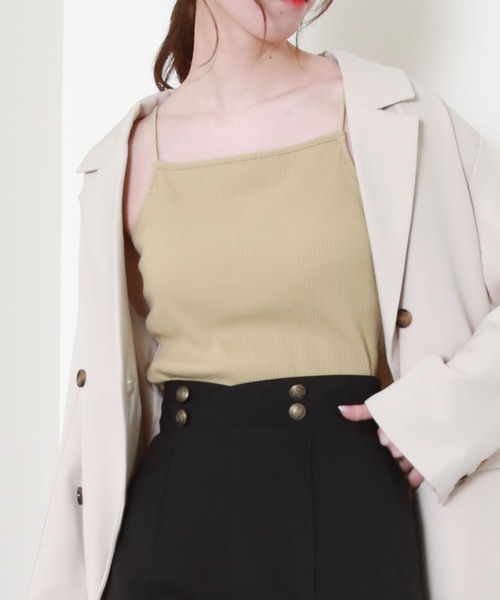 archives(アルシーヴ)の「パット付きダブルストラップキャミソール(キャミソール・レディース・グリーン系その他/ブラック/オフホワイト/パープル・MEDIUM)」の3枚目の写真