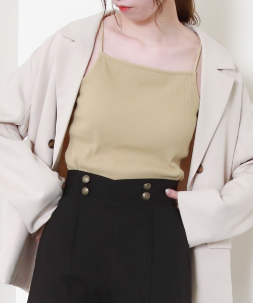 archives(アルシーヴ)の「パット付きダブルストラップキャミソール(キャミソール・レディース・グリーン系その他/ブラック/オフホワイト/パープル・MEDIUM)」の7枚目の写真