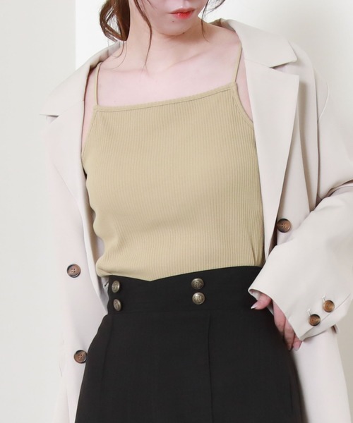 archives(アルシーヴ)の「パット付きダブルストラップキャミソール(キャミソール・レディース・グリーン系その他/ブラック/オフホワイト/パープル・MEDIUM)」の8枚目の写真