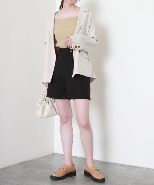 archives(アルシーヴ)の「パット付きダブルストラップキャミソール(キャミソール・レディース・グリーン系その他/ブラック/オフホワイト/パープル・MEDIUM)」の9枚目の写真