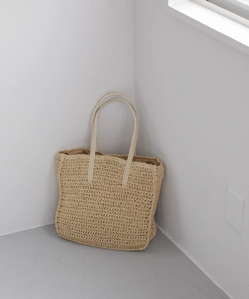 AMERICAN HOLIC（アメリカンホリック）の「ペーパー編み上げトートバッグ（かごバッグ・レディース・ブラウン/ブルー/ナチュラル・FREE）」の3枚目の写真