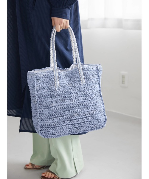 AMERICAN HOLIC（アメリカンホリック）の「ペーパー編み上げトートバッグ（かごバッグ・レディース・ブラウン/ブルー/ナチュラル・FREE）」の13枚目の写真
