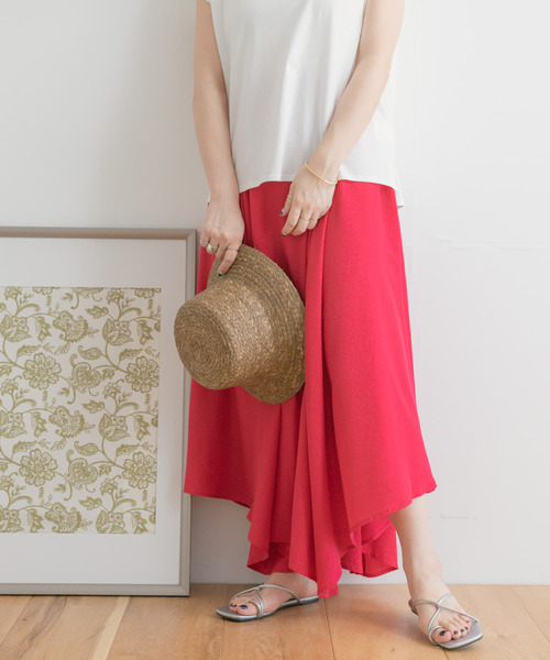 ITEMS URBANRESEARCH（アイテムズ アーバンリサーチ）の「ハイウエストイレヘムスカート（スカート・レディース・ベージュ/ネイビー/グリーン/ピンク・FREE）」の4枚目の写真