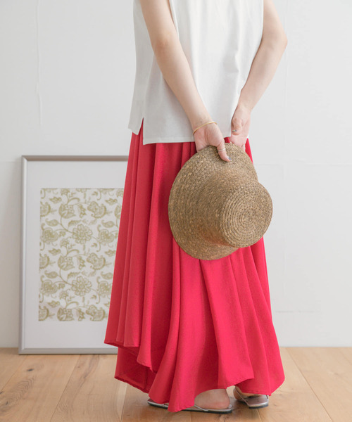 ITEMS URBANRESEARCH（アイテムズ アーバンリサーチ）の「ハイウエストイレヘムスカート（スカート・レディース・ベージュ/ネイビー/グリーン/ピンク・FREE）」の7枚目の写真