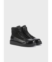 【エンポリオ アルマーニ】ブーティ レザー＆ナイロン製 オールオーバー イーグルプリント