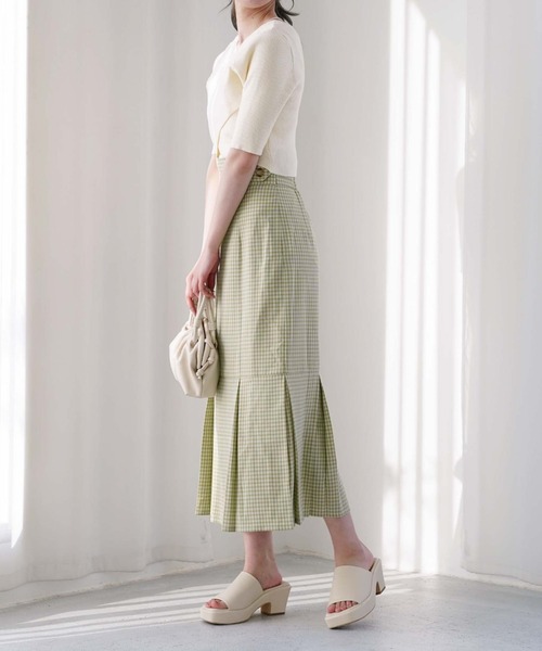 archives（アルシーヴ）の「【setupにも】チェックタック切替スカート（スカート・レディース・ベージュ/ネイビー/グリーン・MEDIUM）」の11枚目の写真