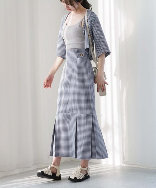 archives（アルシーヴ）の「【setupにも】チェックタック切替スカート（スカート・レディース・ベージュ/ネイビー/グリーン・MEDIUM）」の15枚目の写真