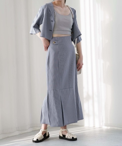 archives（アルシーヴ）の「【setupにも】チェックタック切替スカート（スカート・レディース・ベージュ/ネイビー/グリーン・MEDIUM）」の16枚目の写真