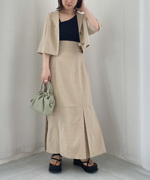archives（アルシーヴ）の「【setupにも】チェックタック切替スカート（スカート・レディース・ベージュ/ネイビー/グリーン・MEDIUM）」の21枚目の写真