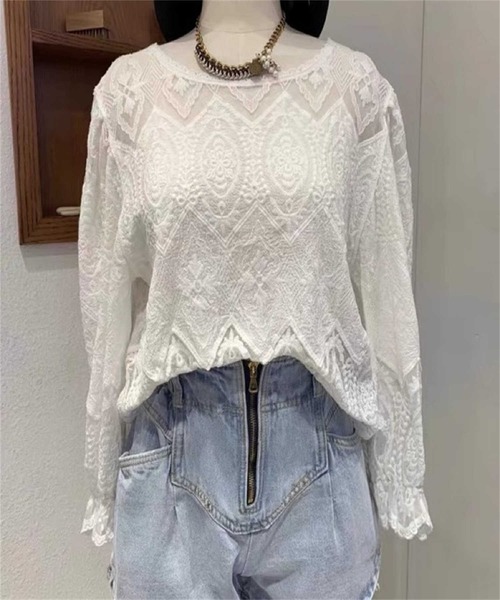 AsRiRe(アスリレイ)の「【AsRiRe】刺しゅうレースブラウス(シャツ/ブラウス・レディース・ホワイト/ベージュ・M)」の19枚目の写真