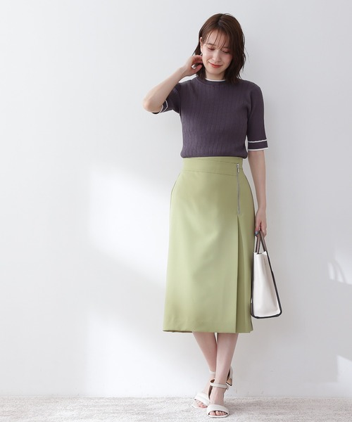 N.(N. Natural Beauty Basic)(エヌエヌナチュラルビューティーベーシック)の「◆バイカラーラインリブニット(ニット/セーター・レディース・チャコールグレー/オフホワイト/ライトグリーン・MEDIUM)」の11枚目の写真