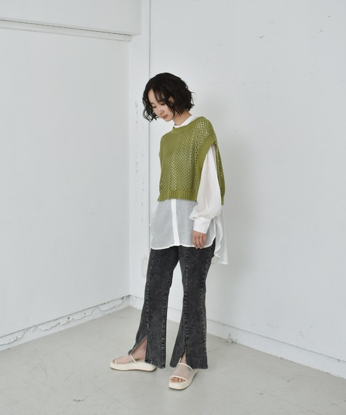 RETRO GIRL（レトロガール）の「【セットアイテム】メッシュベストSET（Tシャツ/カットソー・レディース・ホワイト/レッド/グリーン・FREE）」の12枚目の写真