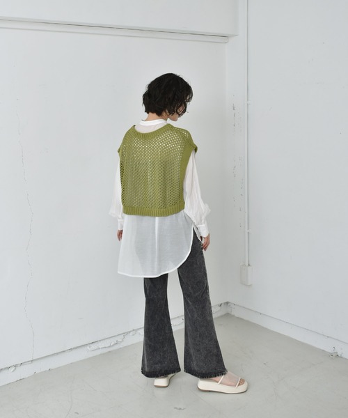 RETRO GIRL（レトロガール）の「【セットアイテム】メッシュベストSET（Tシャツ/カットソー・レディース・ホワイト/レッド/グリーン・FREE）」の14枚目の写真