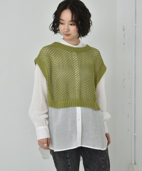 RETRO GIRL（レトロガール）の「【セットアイテム】メッシュベストSET（Tシャツ/カットソー・レディース・ホワイト/レッド/グリーン・FREE）」の15枚目の写真