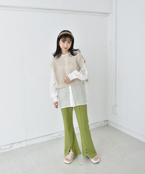 RETRO GIRL（レトロガール）の「【セットアイテム】メッシュベストSET（Tシャツ/カットソー・レディース・ホワイト/レッド/グリーン・FREE）」の4枚目の写真