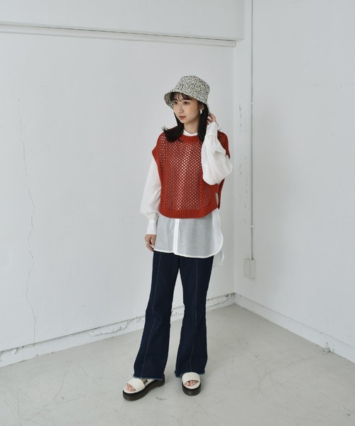 RETRO GIRL（レトロガール）の「【セットアイテム】メッシュベストSET（Tシャツ/カットソー・レディース・ホワイト/レッド/グリーン・FREE）」の20枚目の写真