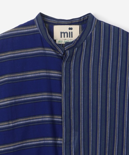 mii（ミー）の「mii | スタンドカラーカフタンシャツ STRIPE MEN