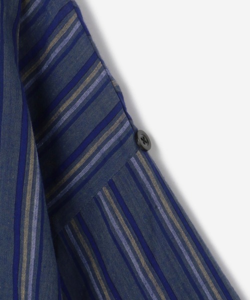 mii（ミー）の「mii | スタンドカラーカフタンシャツ STRIPE MEN