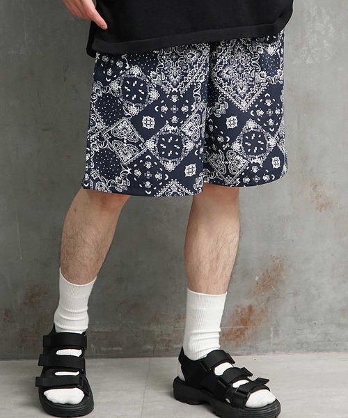 JOKER（ジョーカー）の「【JOKER】ワイド ワークショーツ シェフショーツ イージーパンツ タック チノパン 総柄  春服 ショートパンツ（チノパンツ・メンズ・ブラック/ベージュ/グレー/ネイビー/ブラウン/アイボリー/カーキ/カモフラージュ/ストライプ/インディゴブルー/ネイビー系1/ワンウォッシュ・LL/M/L）」の10枚目の写真