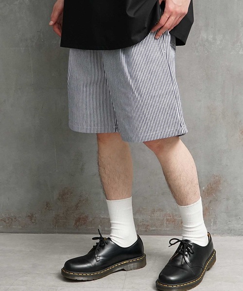 JOKER（ジョーカー）の「【JOKER】ワイド ワークショーツ シェフショーツ イージーパンツ タック チノパン 総柄  春服 ショートパンツ（チノパンツ・メンズ・ブラック/ベージュ/グレー/ネイビー/ブラウン/アイボリー/カーキ/カモフラージュ/ストライプ/インディゴブルー/ネイビー系1/ワンウォッシュ・LL/M/L）」の12枚目の写真