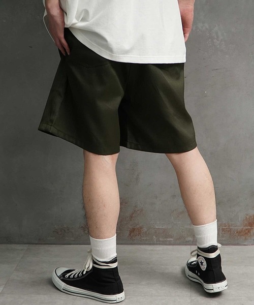 JOKER（ジョーカー）の「【JOKER】ワイド ワークショーツ シェフショーツ イージーパンツ タック チノパン 総柄  春服 ショートパンツ（チノパンツ・メンズ・ブラック/ベージュ/グレー/ネイビー/ブラウン/アイボリー/カーキ/カモフラージュ/ストライプ/インディゴブルー/ネイビー系1/ワンウォッシュ・LL/M/L）」の15枚目の写真