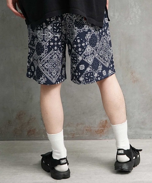 JOKER（ジョーカー）の「【JOKER】ワイド ワークショーツ シェフショーツ イージーパンツ タック チノパン 総柄  春服 ショートパンツ（チノパンツ・メンズ・ブラック/ベージュ/グレー/ネイビー/ブラウン/アイボリー/カーキ/カモフラージュ/ストライプ/インディゴブルー/ネイビー系1/ワンウォッシュ・LL/M/L）」の17枚目の写真