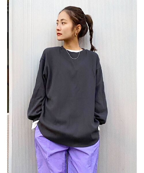 Ungrid(アングリッド)の「【WEB限定】スリーブボリュームワッフルロングスリーブTee(Tシャツ/カットソー・レディース・アイボリー/チャコールグレー・FREE)」の2枚目の写真