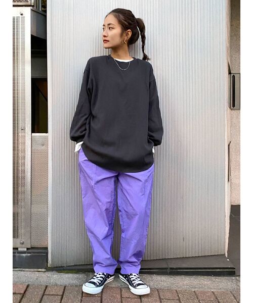 Ungrid(アングリッド)の「【WEB限定】スリーブボリュームワッフルロングスリーブTee(Tシャツ/カットソー・レディース・アイボリー/チャコールグレー・FREE)」の7枚目の写真