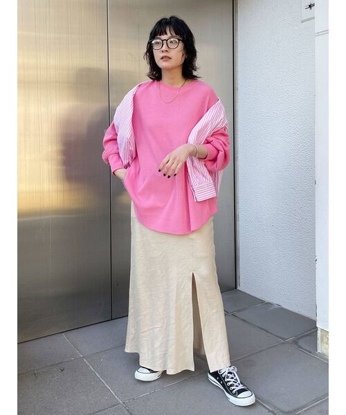 Ungrid(アングリッド)の「【WEB限定】スリーブボリュームワッフルロングスリーブTee(Tシャツ/カットソー・レディース・アイボリー/チャコールグレー・FREE)」の9枚目の写真